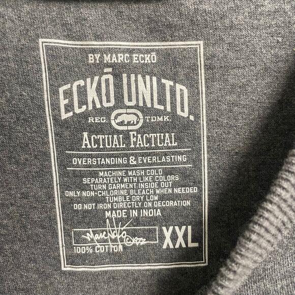 Ecko Unltd Studded Skeleton Tee Mens XXL Gray Soft Wash Grunge Y2K Streetwear - Picture 5 of 5